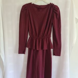Vintage Maroon Dress With Peplum